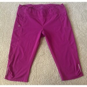 Athleta Women's Dobby Be Free Knicker Fuchsia Pink Cropped Leggings Capris XL